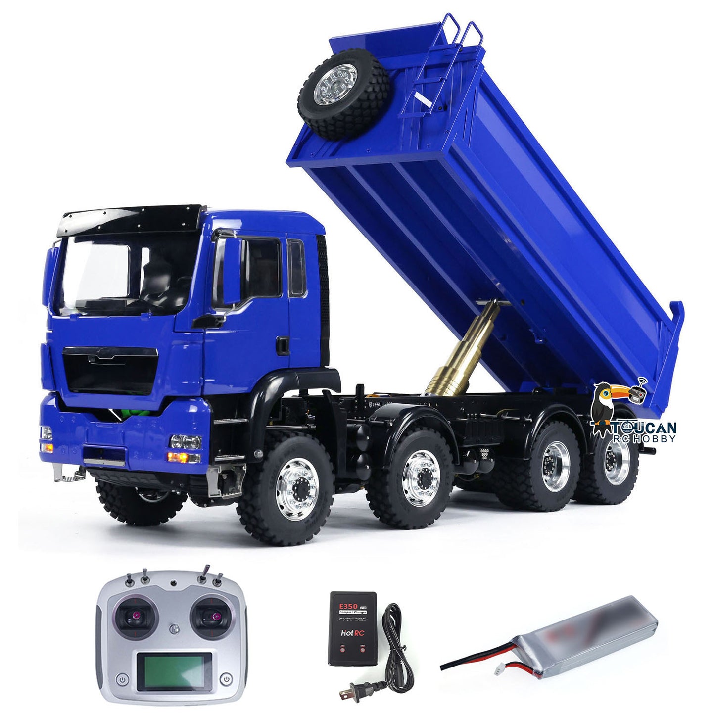 LESU 8x8 1/14 RC Hydraulic Lifting Dumper Truck Model Radio Control Painted Car 540 Power Motor 2-speed High Torque Transmission