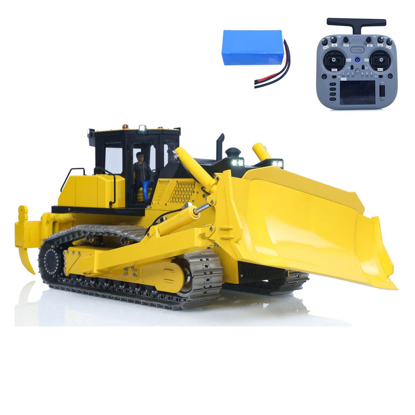 Metal 1/12 RC Hydraulic Bulldozer D155AX RTR Heavy Dozer Model 7 Way Valve 1.0L Oil Pump 5 Plows Radio Master TX15 Radio Battery