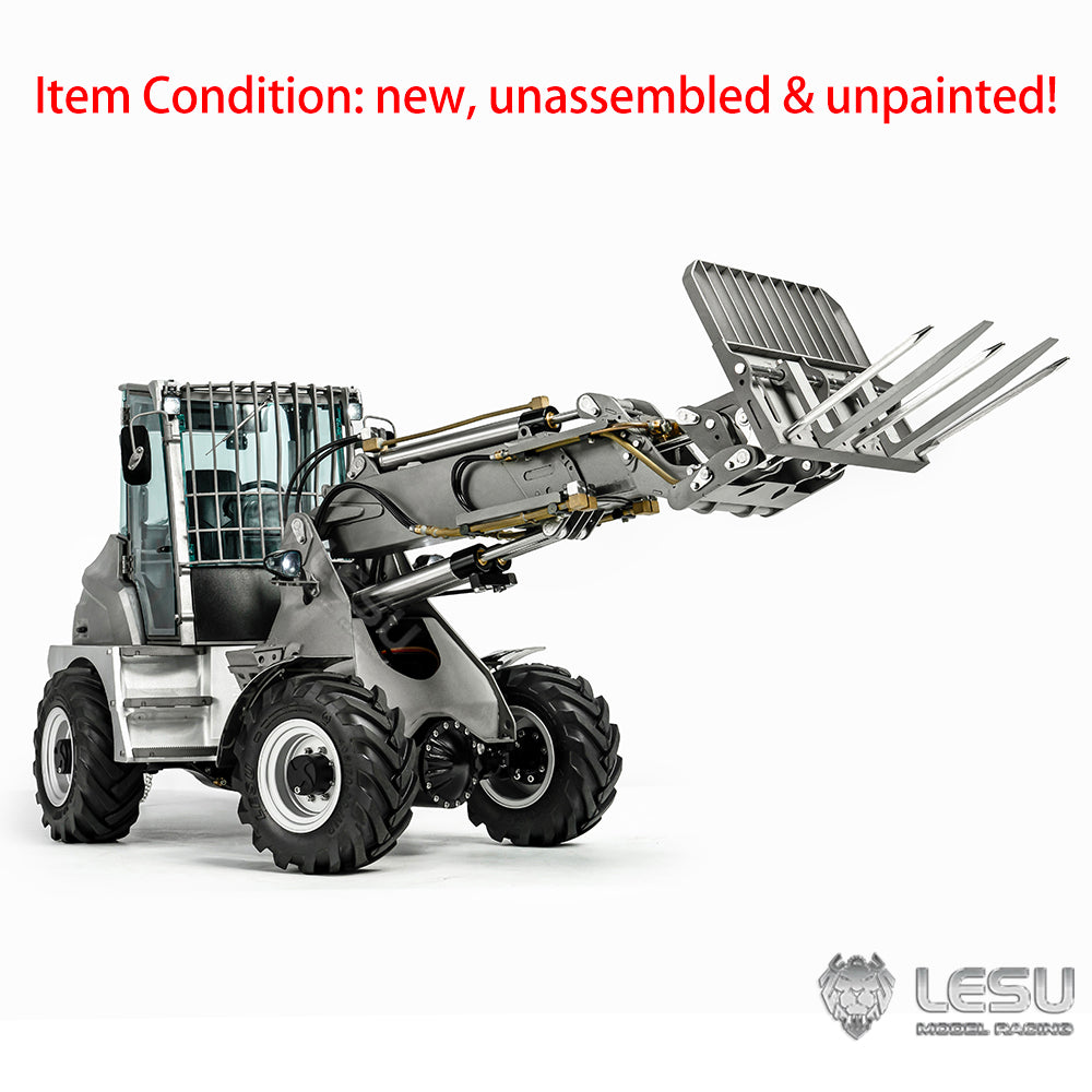 LESU 1/14 AT1050 RC Hydraulic Fork Radio Controlled Loader Telescopic Arm Car Kits Metal Shovel Rake Sieve Bucket Gripper Fork