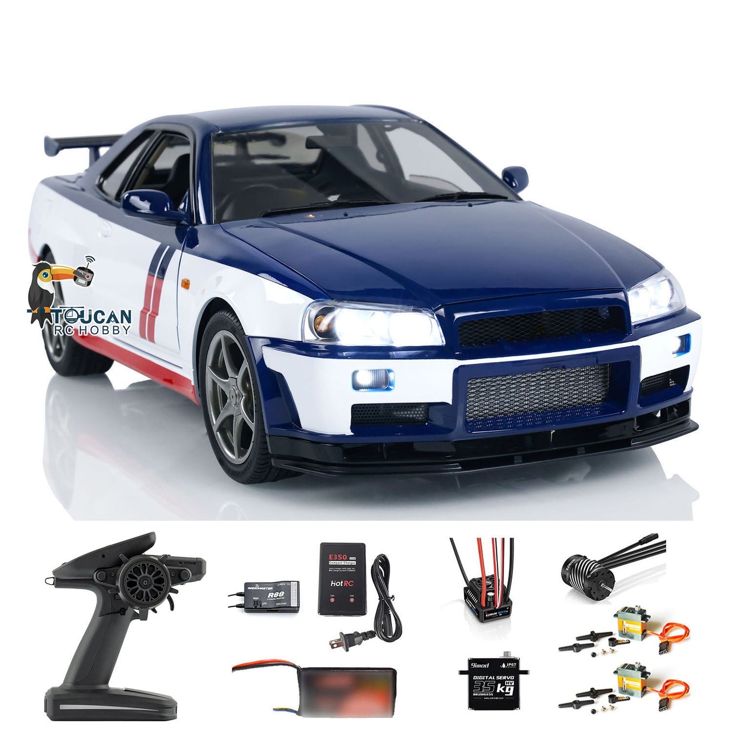 Capo R34 1/8 4WD 4x4 Metal RC Racing Car High Speed Remote Control Drift Cars RTR Ready to Run Sound Smoking Optional Versions