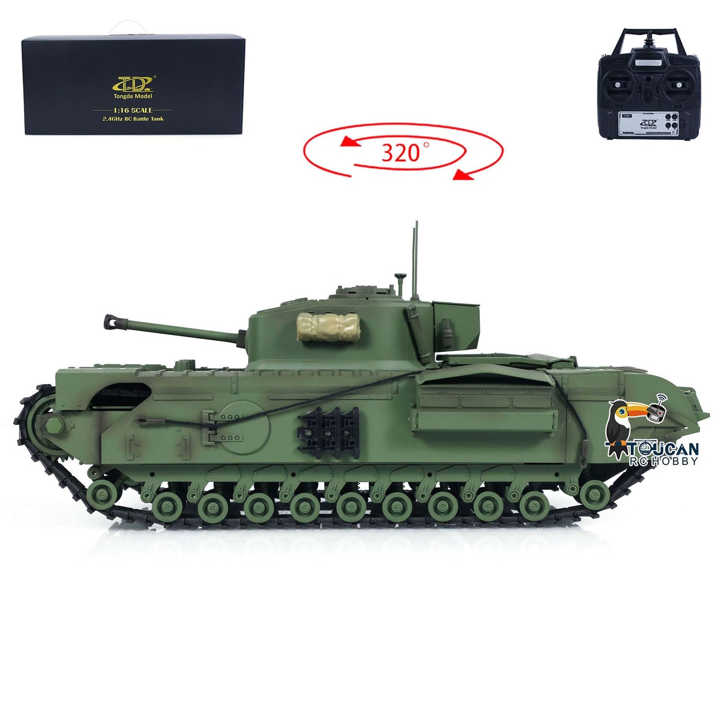 Tongde 1/16 RC Battle Tank Churchill Mk.VII Remote Controlled Panzer Electric Infantry Fighting Vehicles Optional Versions