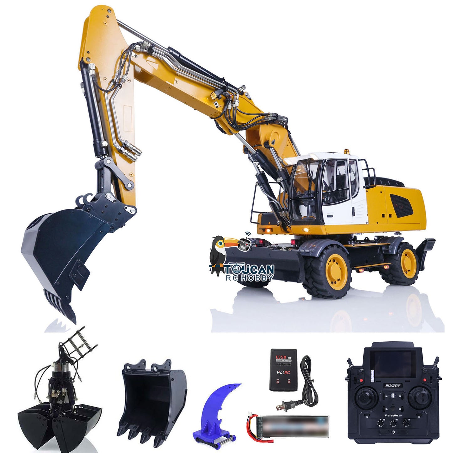 1/14 946 RC Hydraulic Excavator Radio Controlled Diggers Clamshell Bucket DIY PL18EV Sound System ESC Servo Motor