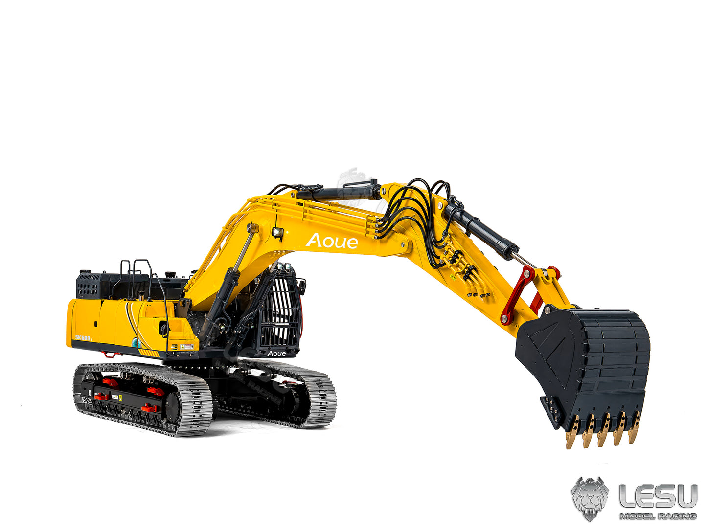 Metal LESU 1/14 Remote Control Hydraulic Tracked Excavator SK500 RC Digger 6CH Valve 3MAP Pump Brass Relief Valve Light System