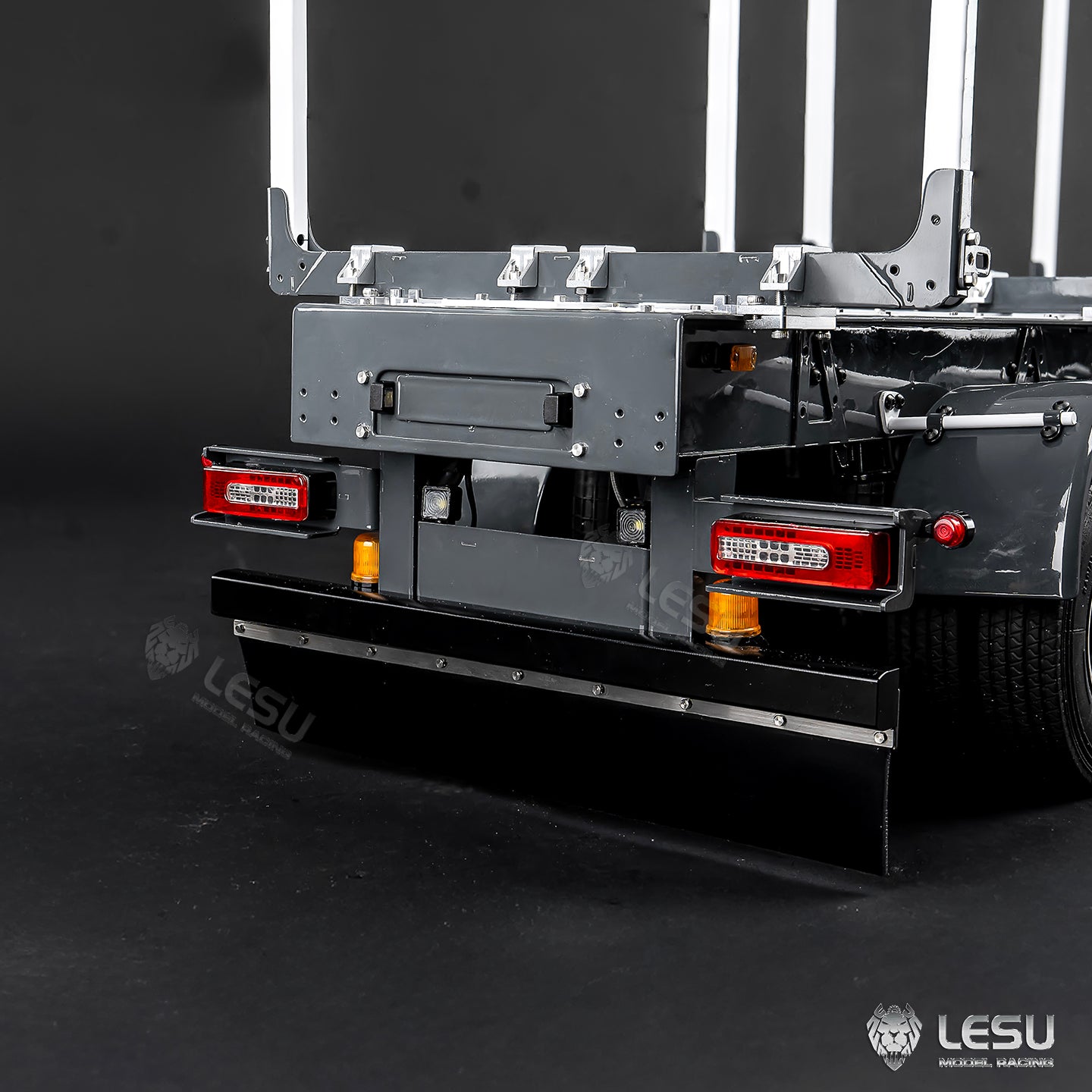 LESU 1/14 Metal Log Semi Trailer RC Wood Transport Car Light Electric Lifting Leg Servo-Controlled Drum Brake for TAMIYA Tractor Truck