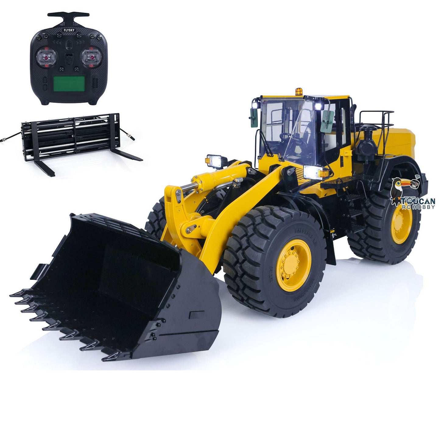 Metal 1/14 RC Hydraulic Loader WA480 Heavy Construction Machine Differential Lock Axles Quick Coupler Fork Light Sound ST8