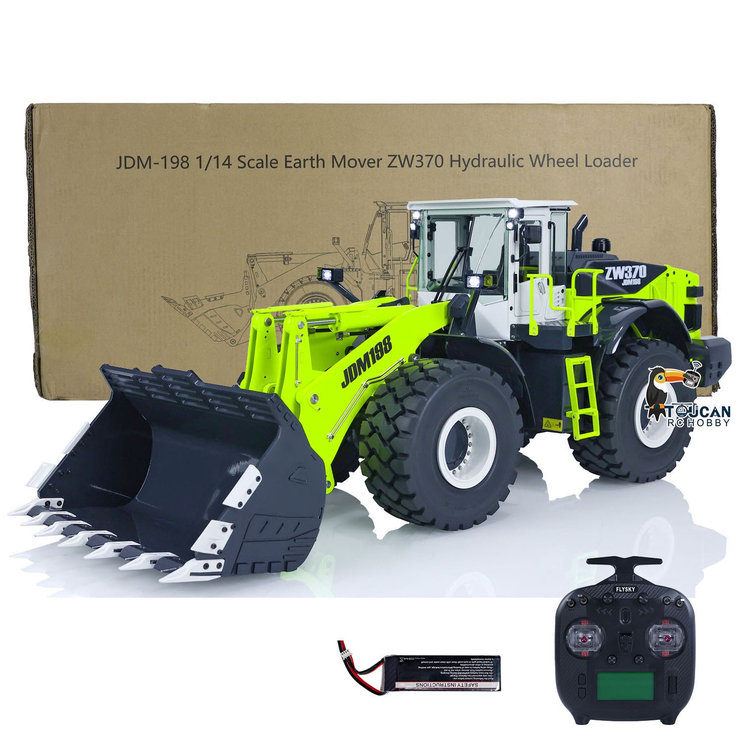 JDM 198 1/14 RC Hydraulic Loaders RTR ZW370 Radio Control Engineer Car Models with Light Sound System 2-Speed Transmission PNP RTR