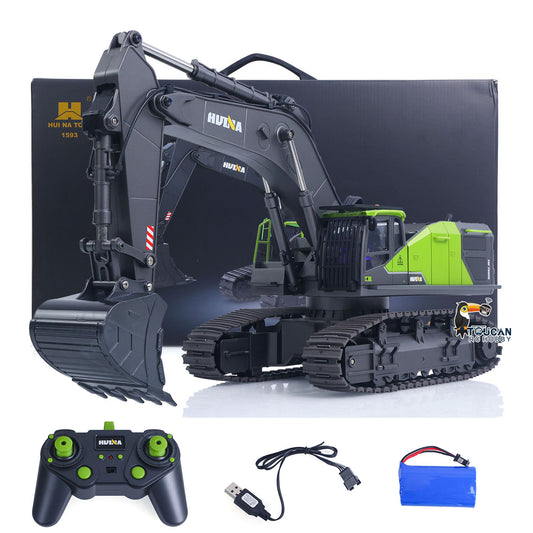 US STOCK HUINA 1/14 593 Toys Model RC Excavator Car Gift Battery 2.4G Remote Control Digger