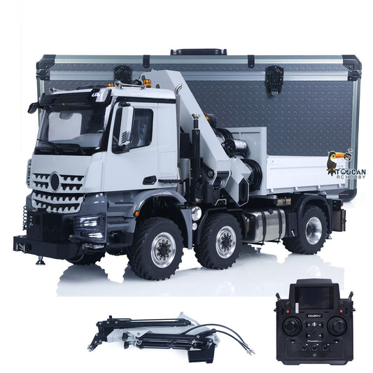 4151 AK Metal 1/14 RC Tractor Truck with Hydraulic Crane Fly Jib Arm Bucket 6*6 Remote Control Farm Car 3Speed Model Lorry Sound