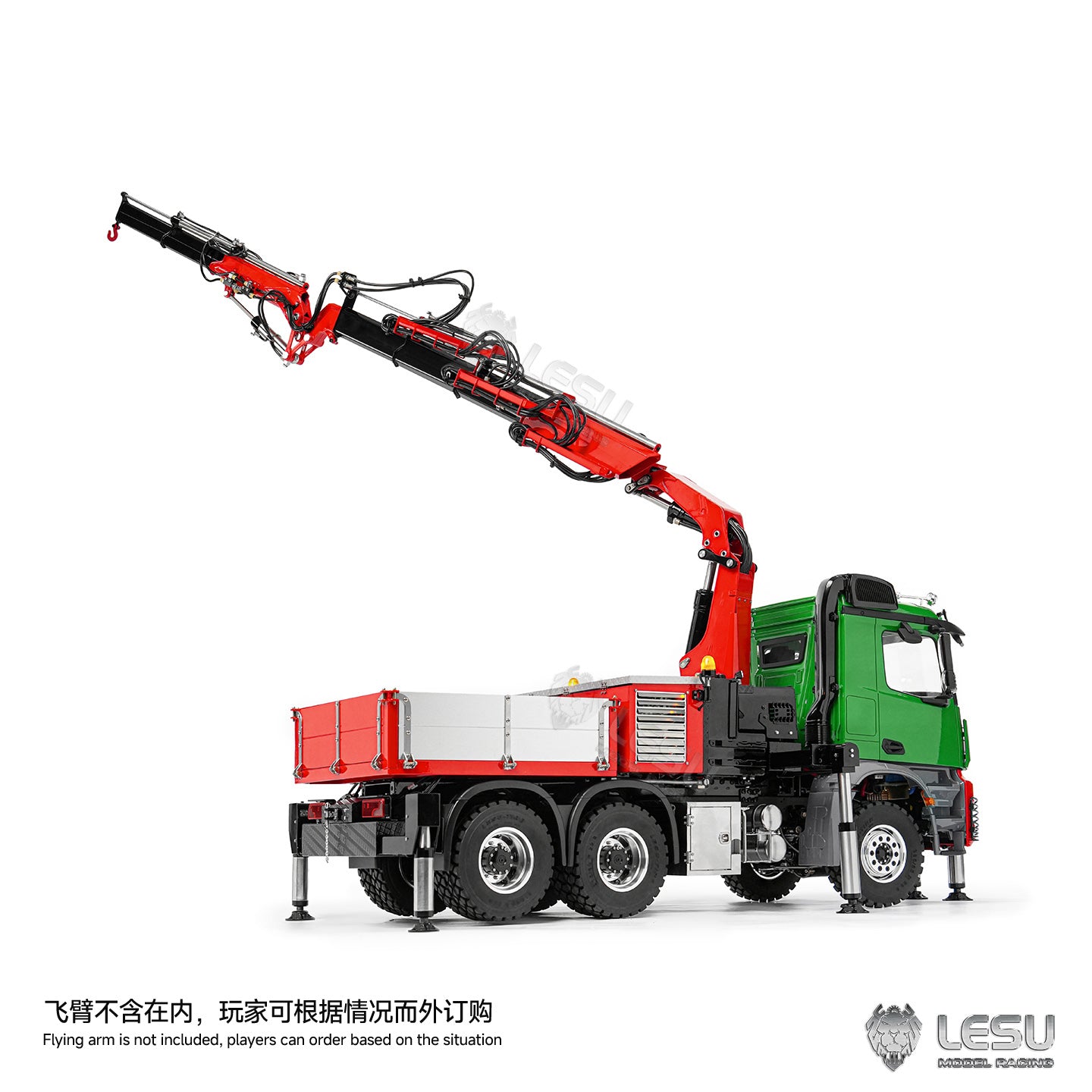 LESU 3363 6X6 Metal 1/14 RC Hydraulic Crane Truck Fly Jib Arm 3Speed Remote Control Lorry 7CH Valve 6 Outriggers Axle Diff Lock