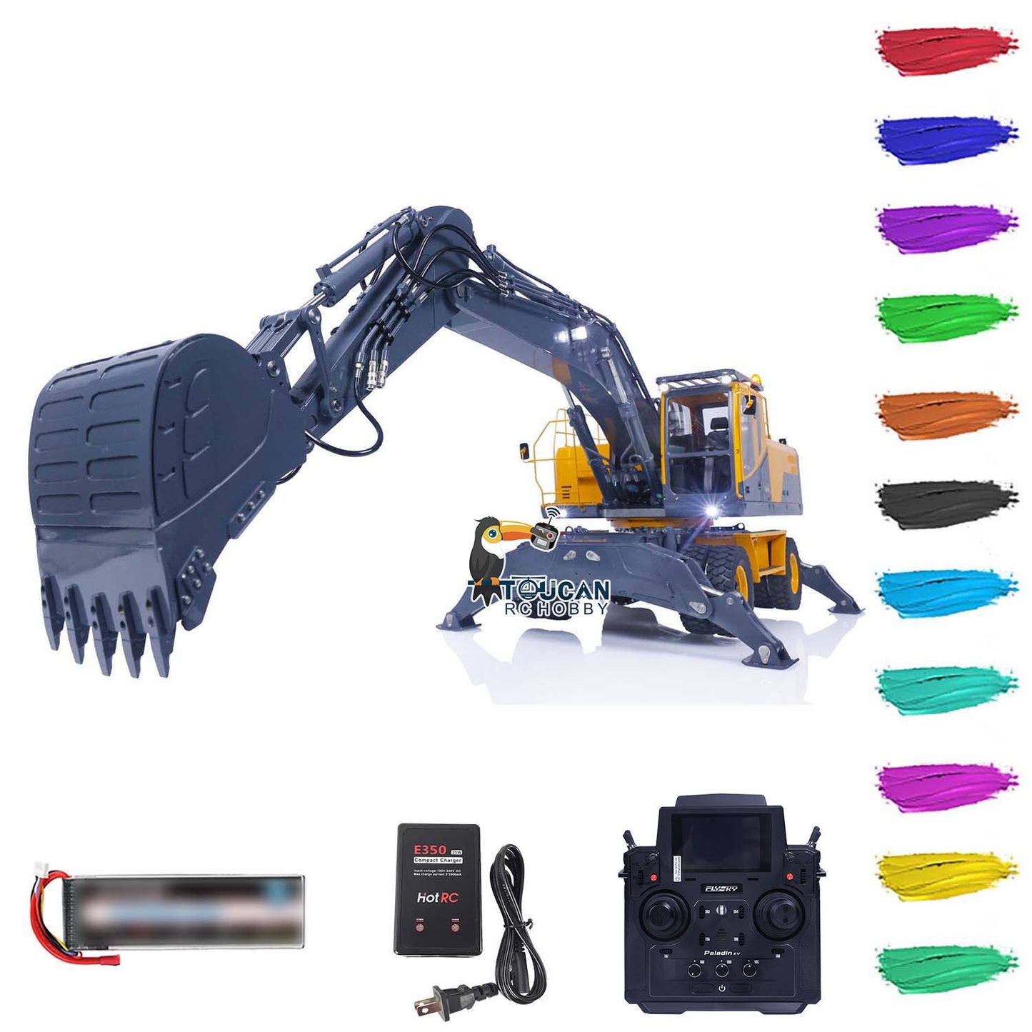 LESU 1/14 Aoue ET30H Wheeled RC Hydraulic Excavator RTR Radio Controlled Car Model Pump Valve ESC Servo Motor Light Front Shovel