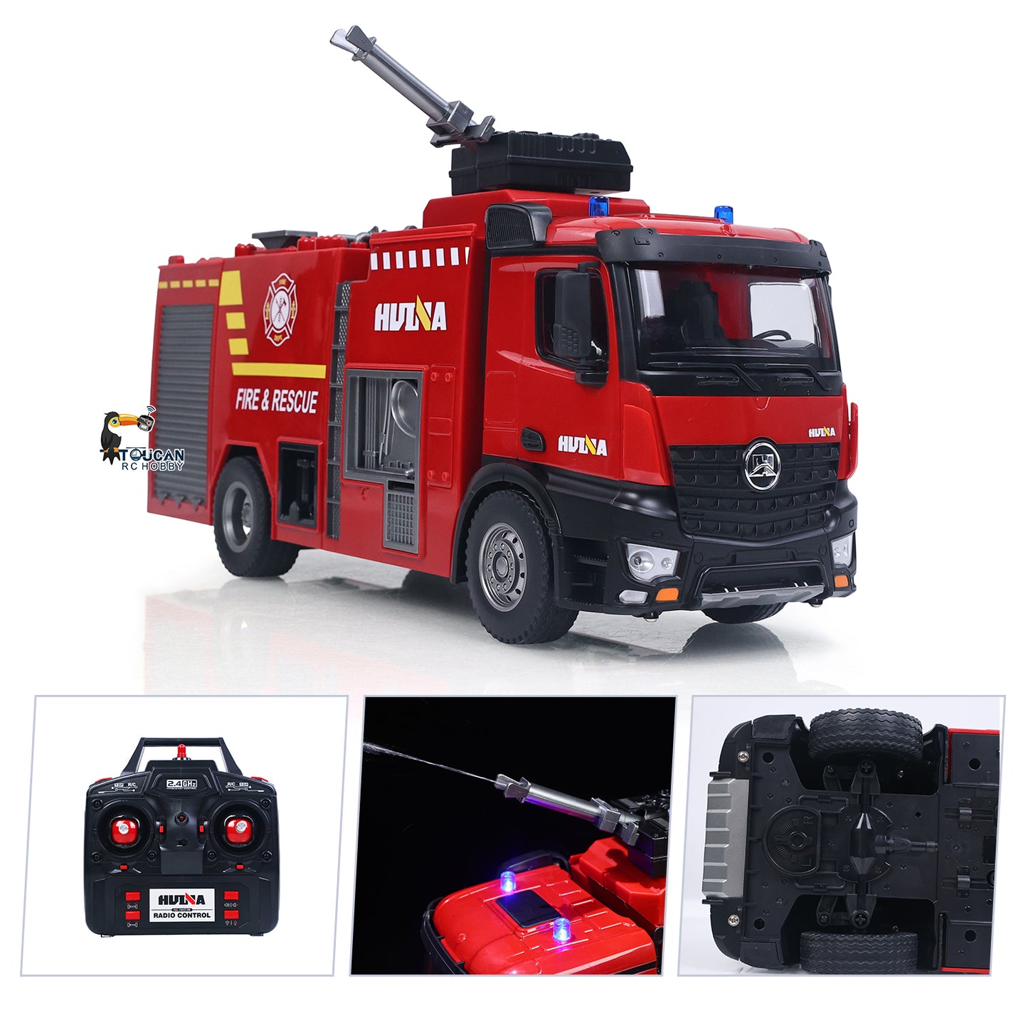 US STOCK HUINA 1/14 RC 2.4G 562 Box Water Sprayable Fire Truck Car Toy Model Gift Battery