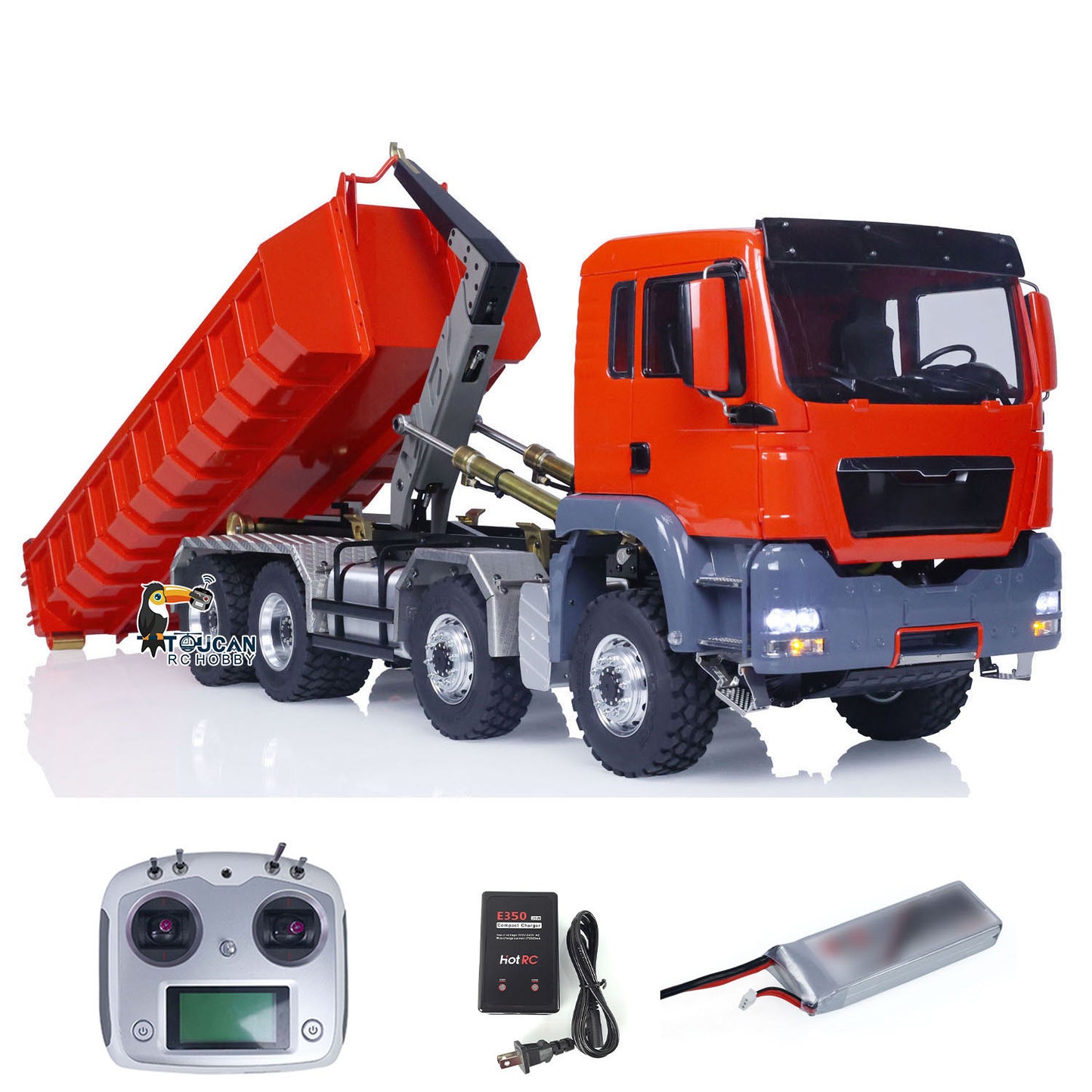 1/14 LESU Hydraulic RC Roll On/Off Dump Truck 8x8 Metal RTR Full Dumper Lorry Vehicle