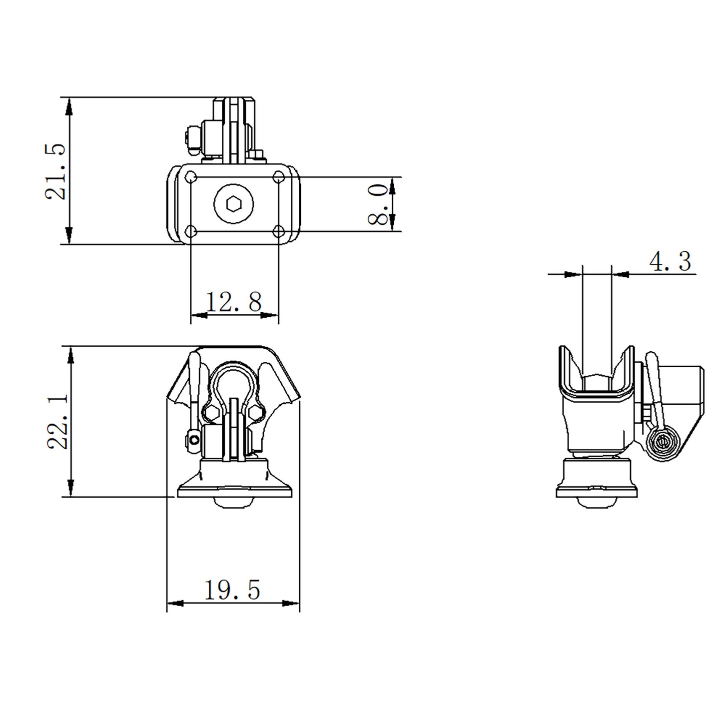 Metal Rear Hook Bucket Front Winch for U535 1/14 RC Off-road Vehicles 4X4 Radio Control Crawler Car