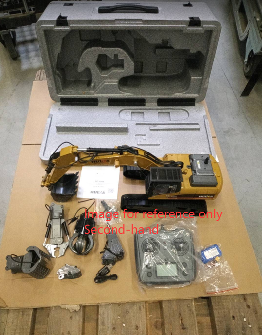 Second Hand Fast Shipping HUINA New Upgrade 580 1/14 Metal Excavator Model Engineering Vehicle Electric Ball Grabber 361 Rotating Shear Claw Sound Lights