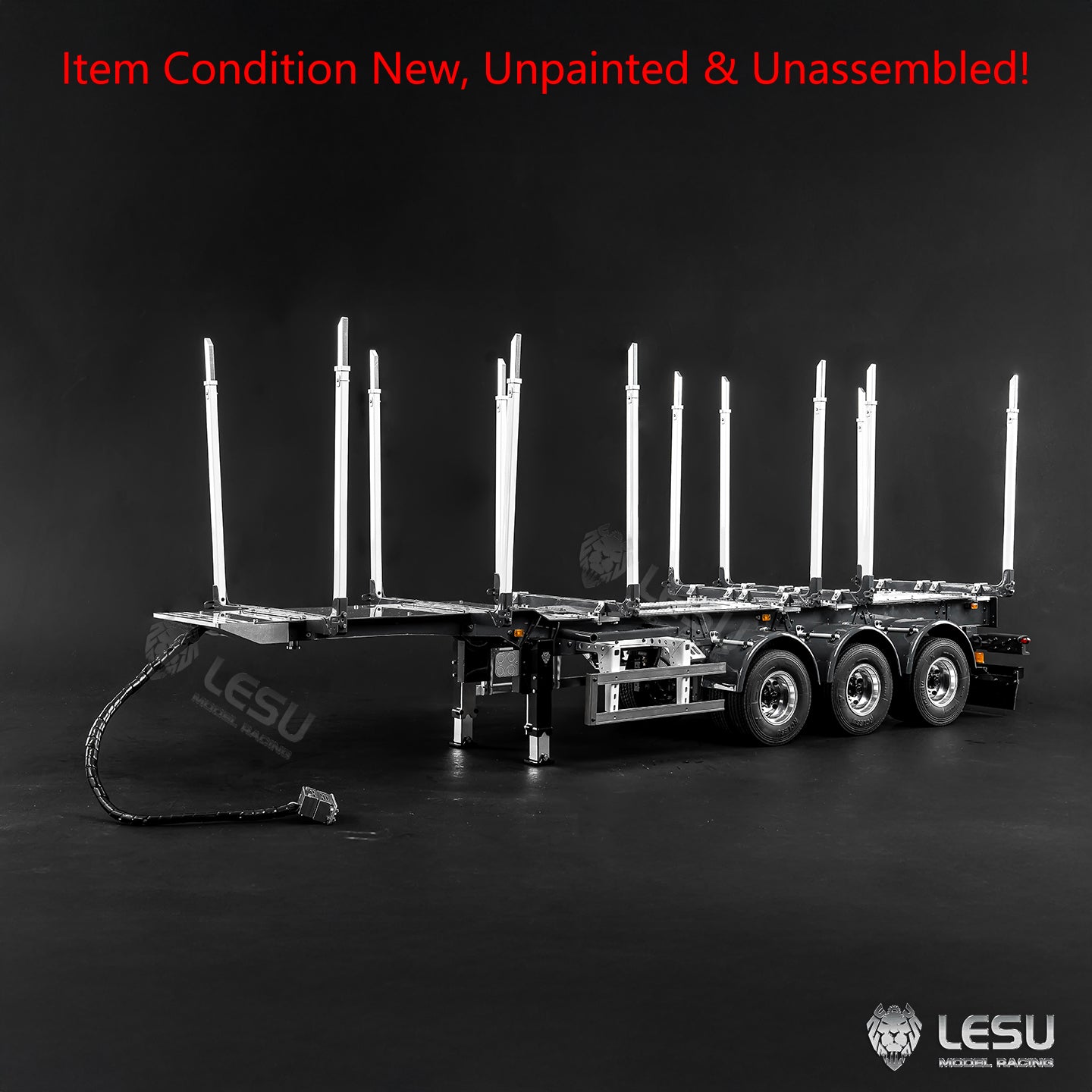 LESU 1/14 Metal RC Log Semi Trailer KIT Wood Transport Vehicle Light Electric Drum Brake Lifting Leg for TAMIYA Tractor Dumper Unassembled