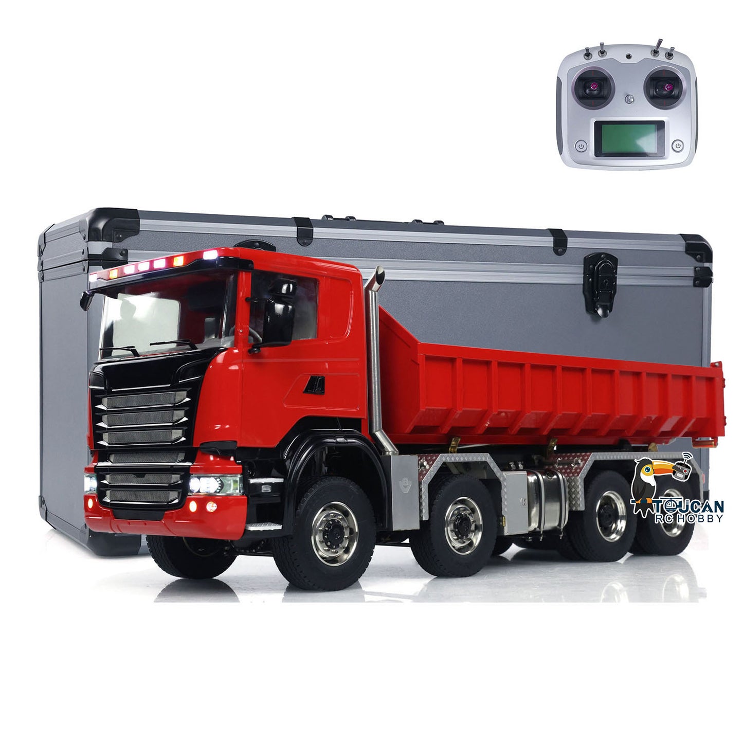 Metal 8x8 1/14 RC Hydraulic Dump Truck Roll-on Remote Control Full Dumper Car Model PNP Sound Light 3-speed Transmission