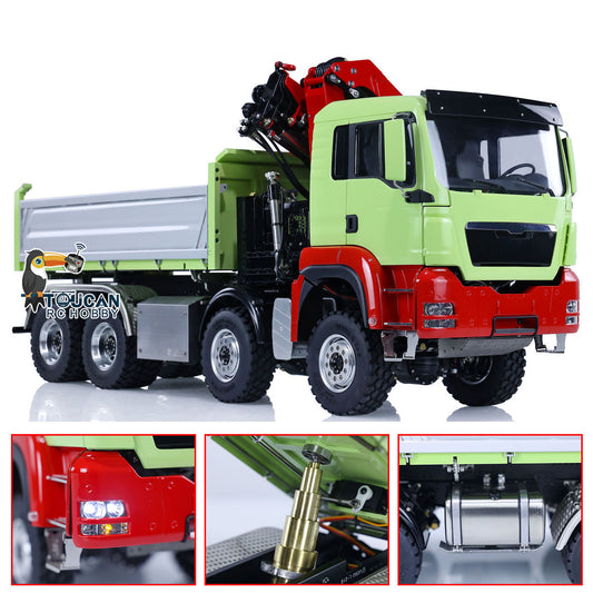 LESU 1/14 8*8 TGS 3-Ways RC Hydraulic Dump Truck Remote Control Crane Dumper PL18EV Ready to Run Light Sound System