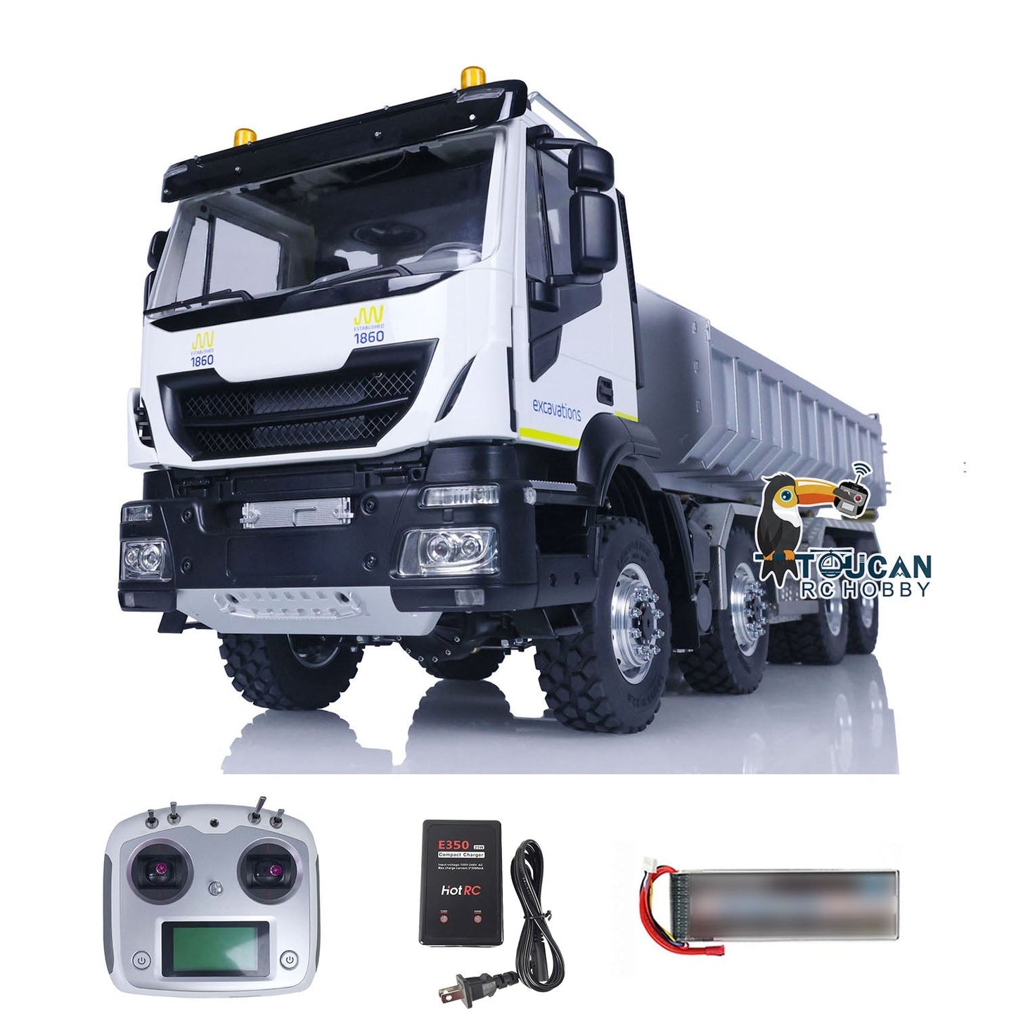 LESU Metal 1/14 RTR 8*8 Hydraulic RC Dumper Truck Remote Control Dump Car Models DIY Vehicle FlySky I6S ESC Servo Motor