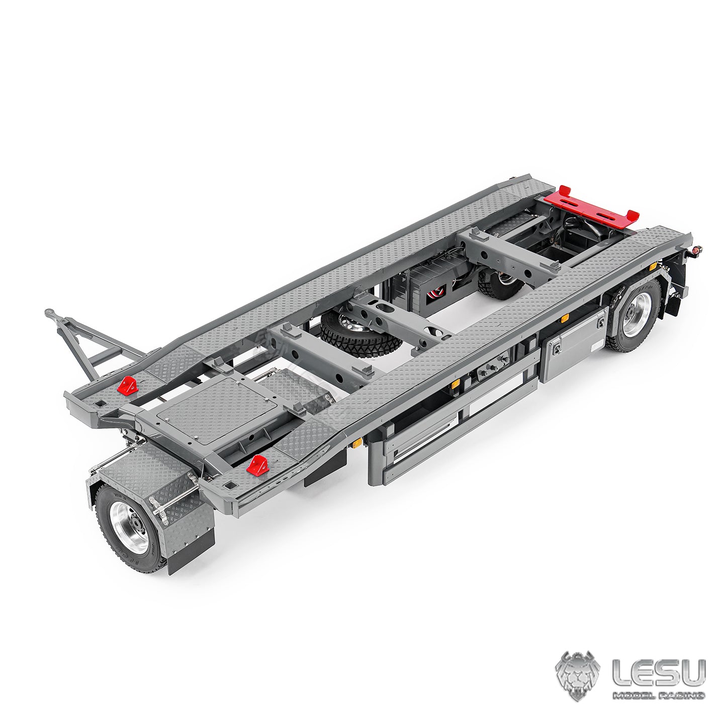Finished 1/14 Metal RC Trailer A0065 Model Front Wheel Steerable for LESU Radio Controllrf Hydraulic Roll on off Dumper Tipper
