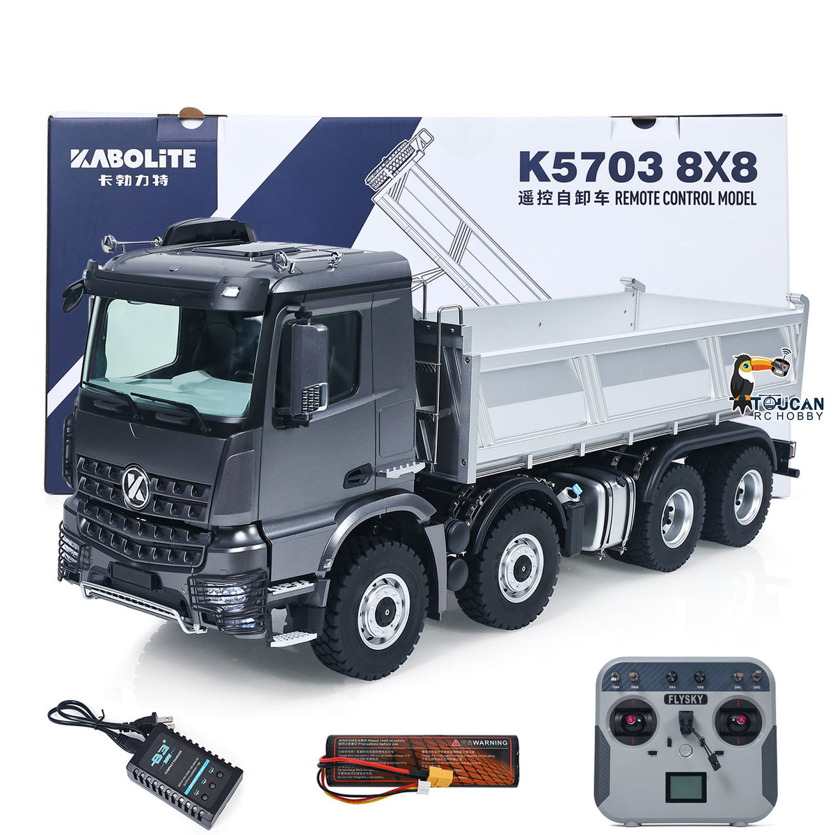 Fast Free Shipping for EU Kabolite 8X8 1/14 RC Dump Truck K5703 Electric Lifting Remote Control Tipper RTR Model 2Speed Gearbox Lights Sound System