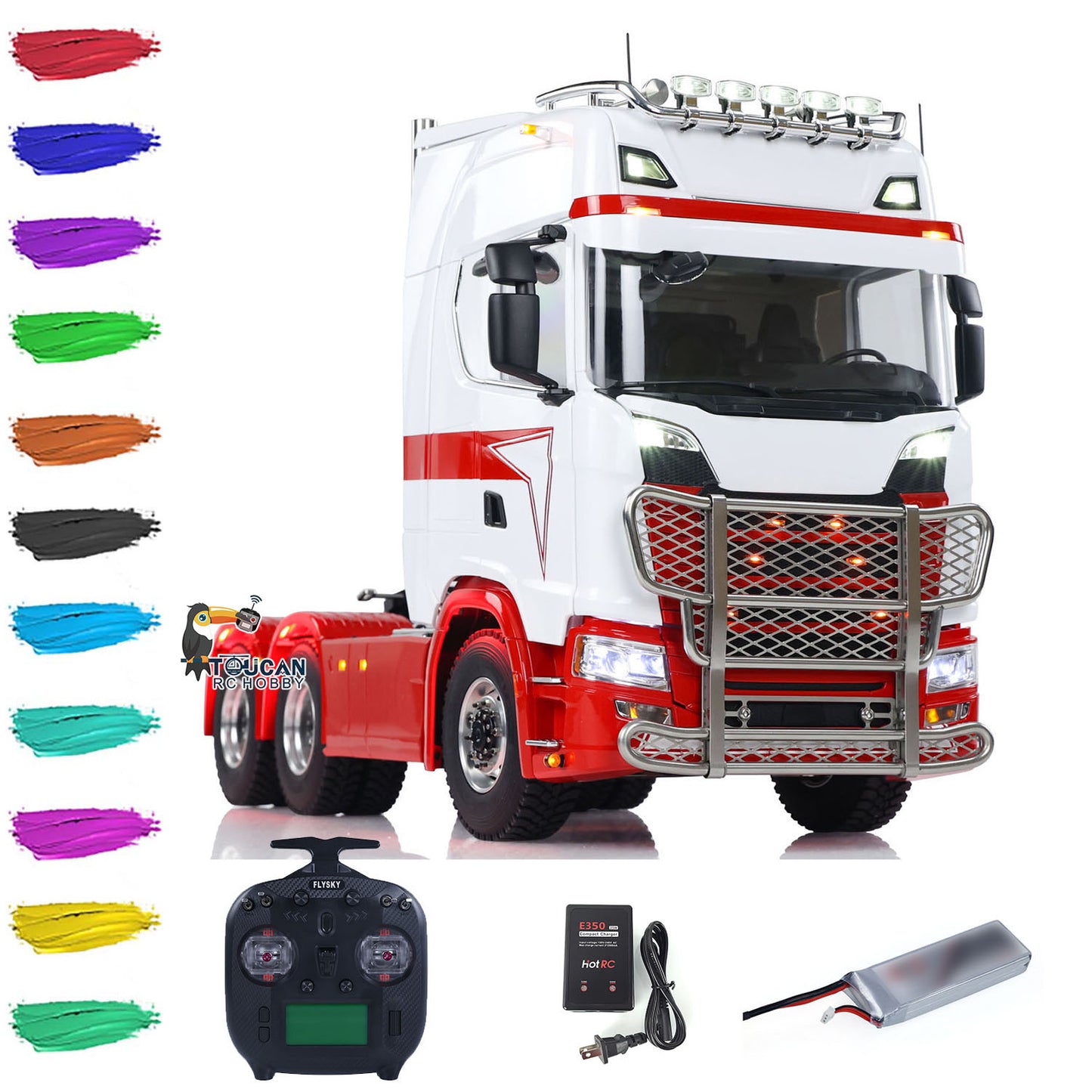 6x6 Metal Chassis 1/14 RC Remote Control Tractor Trcuk ST8 Radio Sound 2-speed Assembled and Painted Construction Vehicle