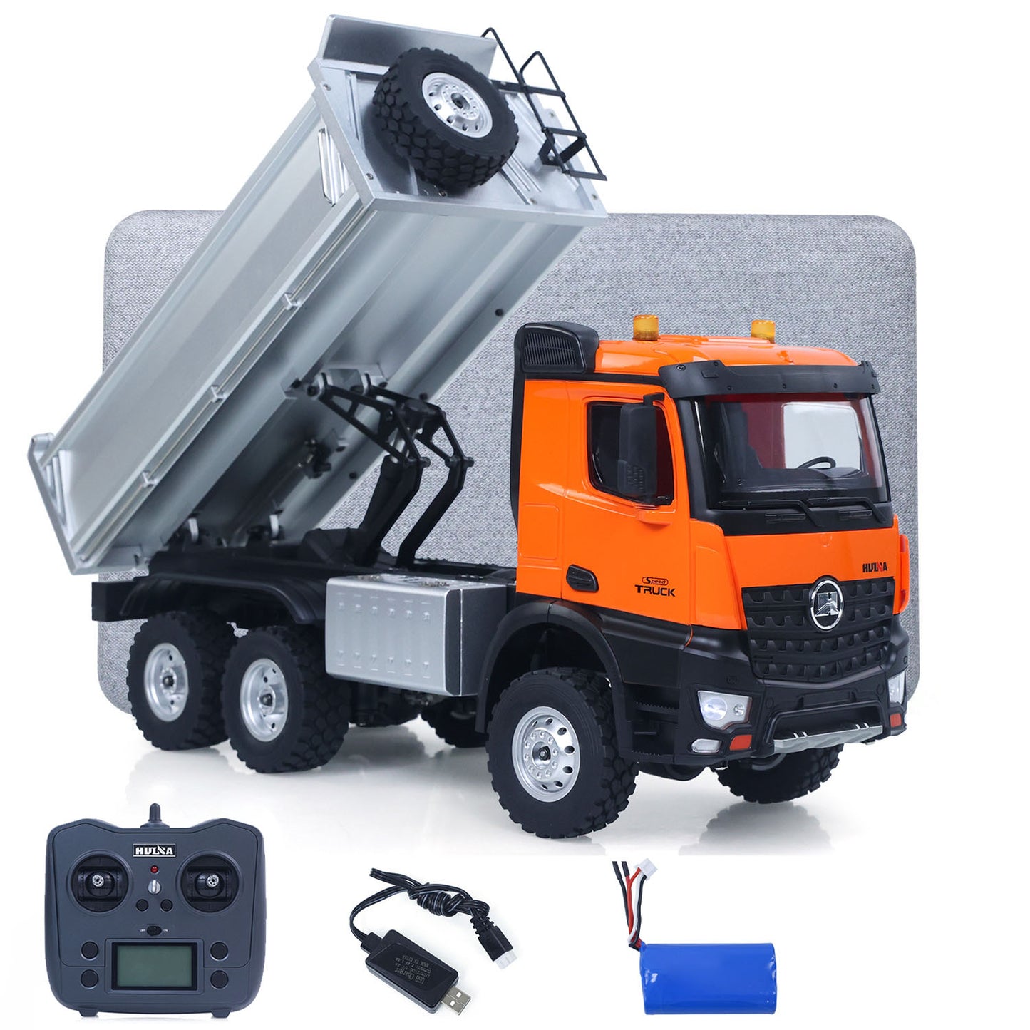Fast Shipping 1/14 HUINA 1598 2.4G Remote Control Dumper 6X6 Engineering Transport Vehicle Lifting Rod Tipper Car Light Sound Battery Toys