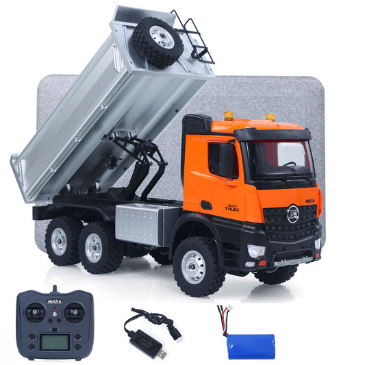 Fast Shipping 1/14 HUINA 1598 2.4G Remote Control Dumper 6X6 Engineering Transport Vehicle Lifting Rod Tipper Car Light Sound Battery Toys