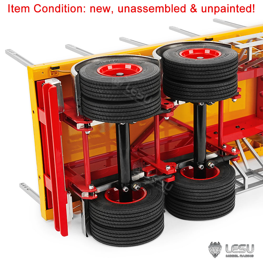 1/14 Scale 20FT LESU Semi Metal Trailer Assembled and Painted/Unpainted for Remote Control Cars RC Tractor Truck DIY Models Lights