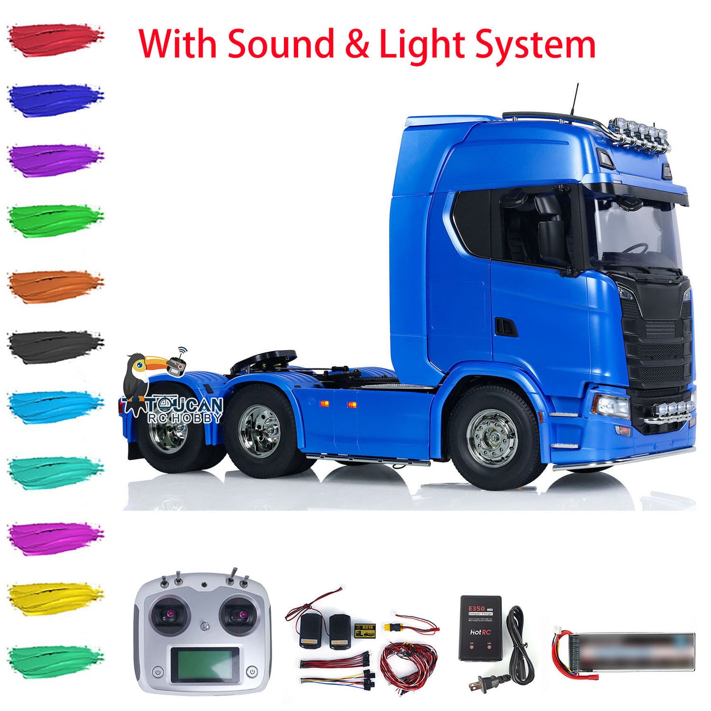 770S 6X4 RC Tractor Truck 1/14 56368 Painted Assembled Radio Control Car Model with 3-speed Transmission Sound Light System