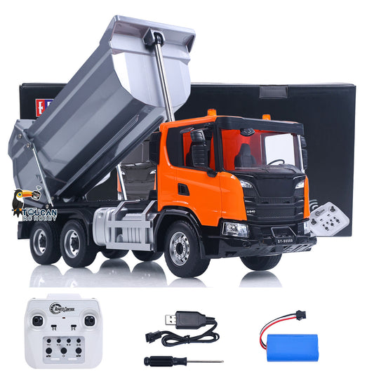 Double E 1/20 Electric Remote Control Dump Truck 6X4 RC Tipper G540 Model Metal Bucket 260 Brushed Motor Openable Door Lights