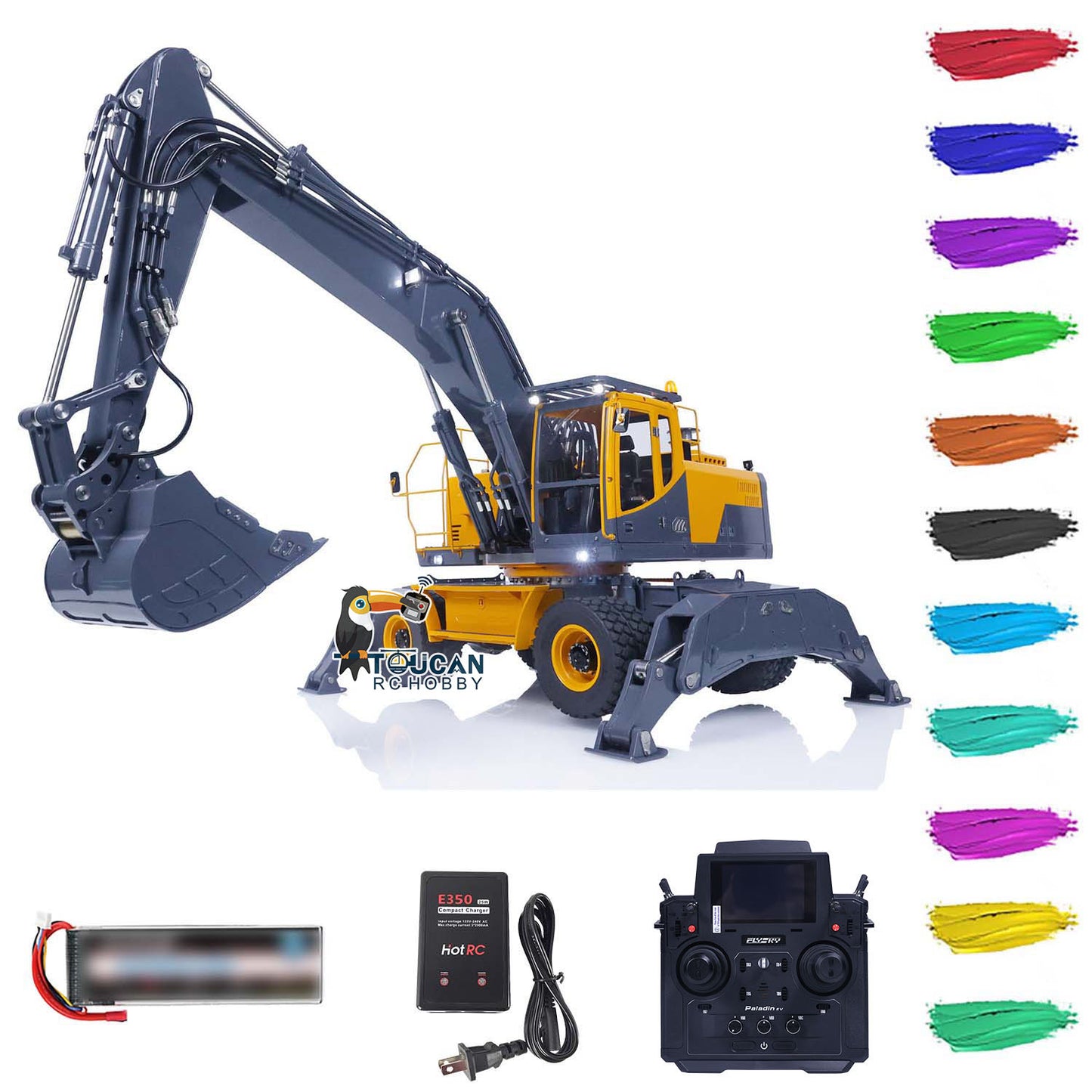 LESU 1/14 Aoue ET30H Wheeled RC Hydraulic Excavator RTR Radio Controlled Car Model Pump Valve ESC Servo Motor Light Front Shovel