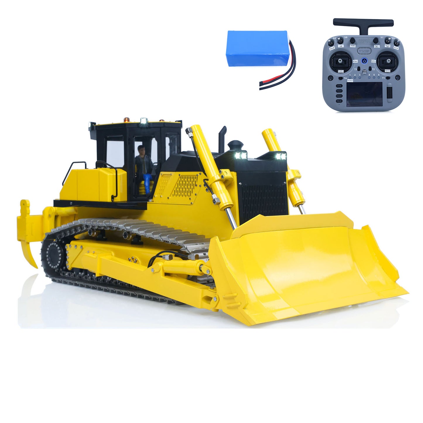 Metal 1/12 RC Hydraulic Bulldozer D155AX RTR Heavy Dozer Model 7 Way Valve 1.0L Oil Pump 5 Plows Radio Master TX15 Radio Battery