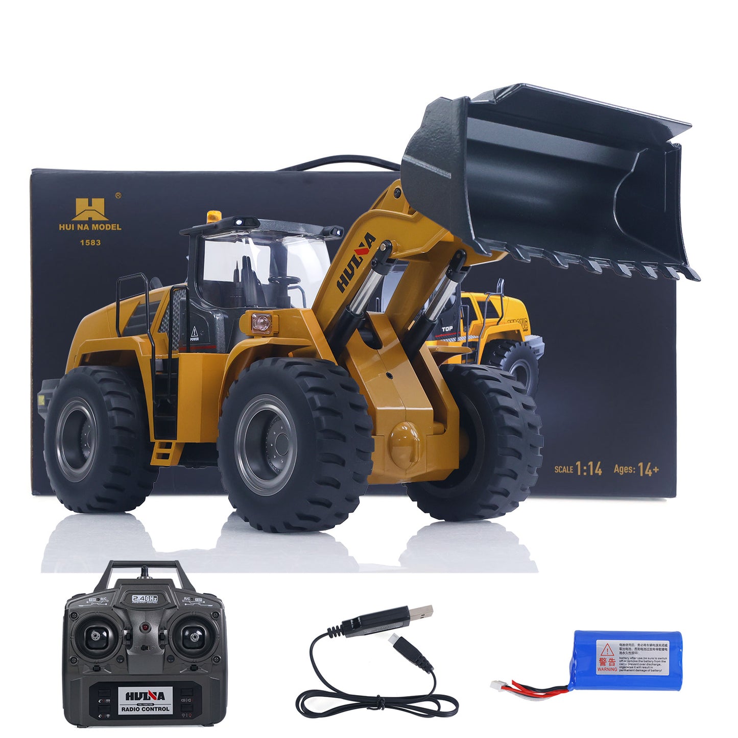 Fast Shipping 1/14 HUINA Toys 2.4G Radio Controlled Loader 1583 Electric Lifting System Lights Sound RC Construction Vehicles Assembled