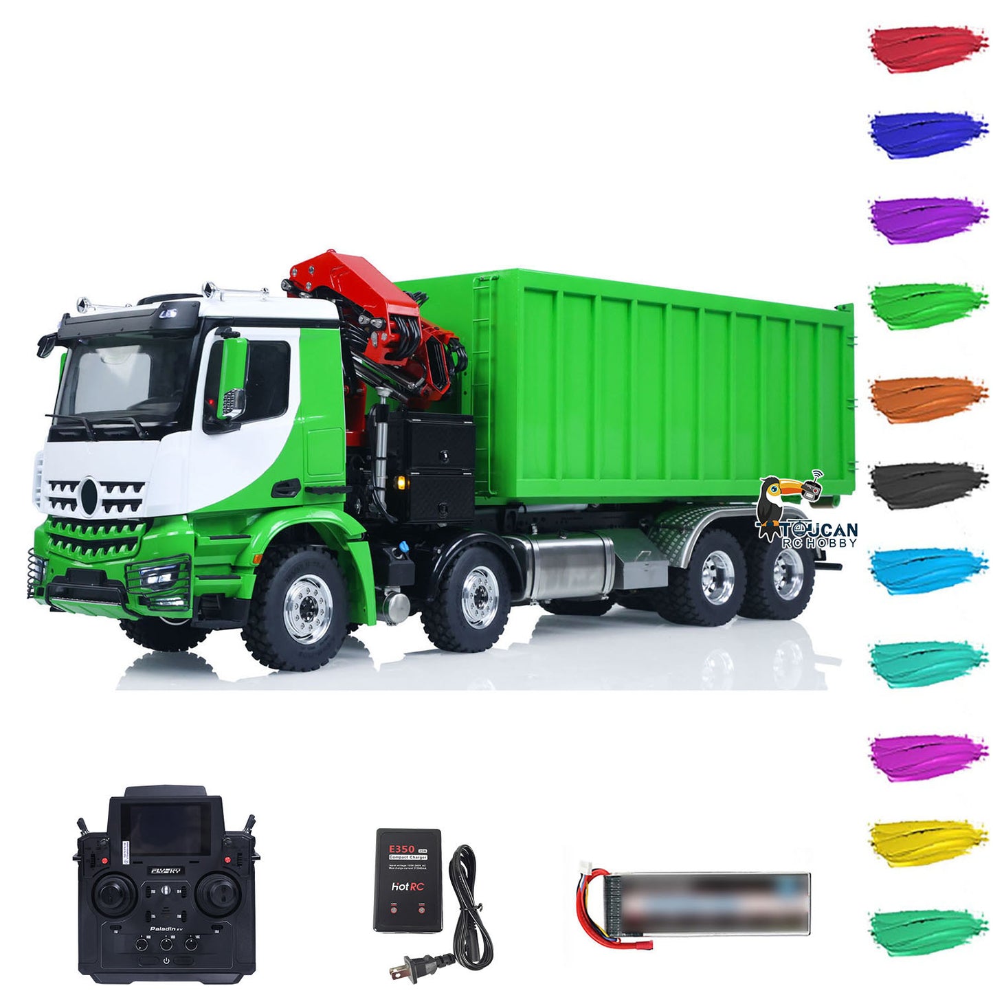 Metal LESU 1/14 RC Hydraulic Crane Dump Truck 8x8 RTR Car 3348 Dumper Waste Bin PL18EV Remote Controller Vehicle 2-Speed Gearbox