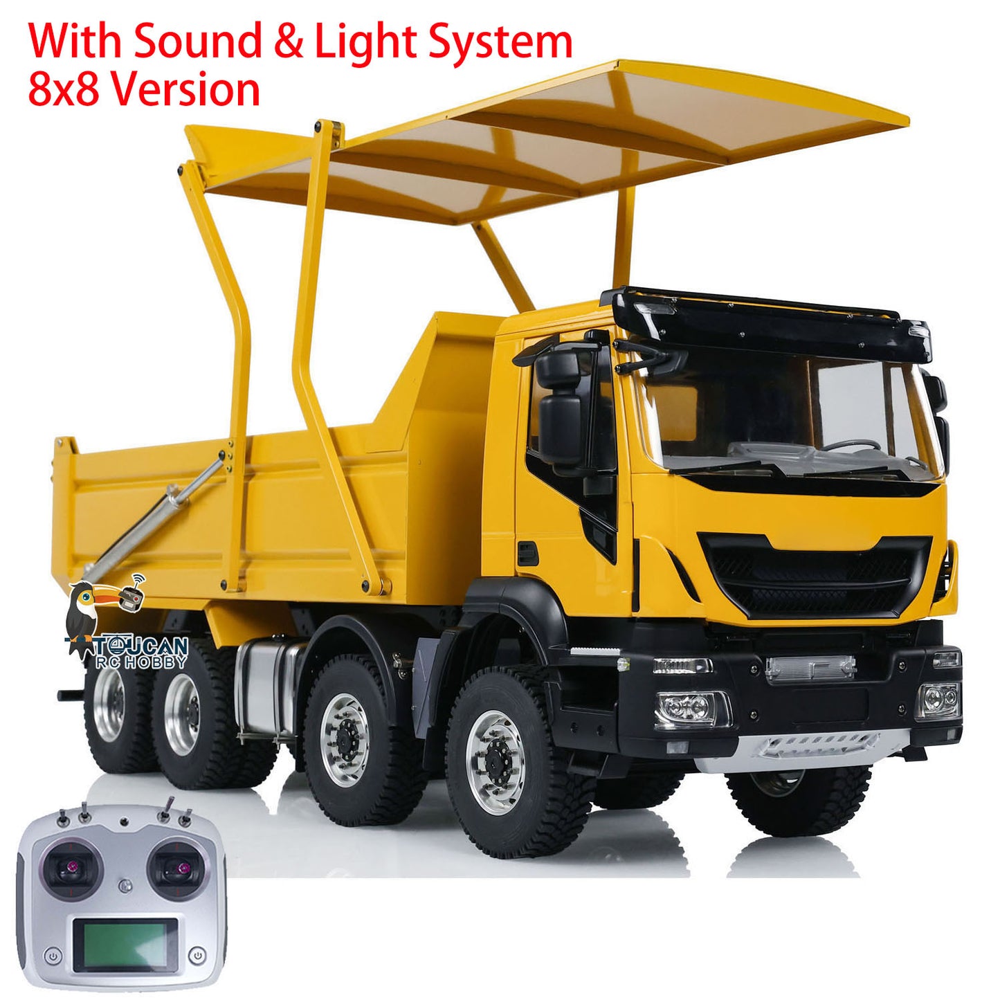 1/14 8x8 Metal Hydraulic RC Tipper Truck Flip-over Cover Remote Control Dump Simulation Car PNP ESC Servo Motor