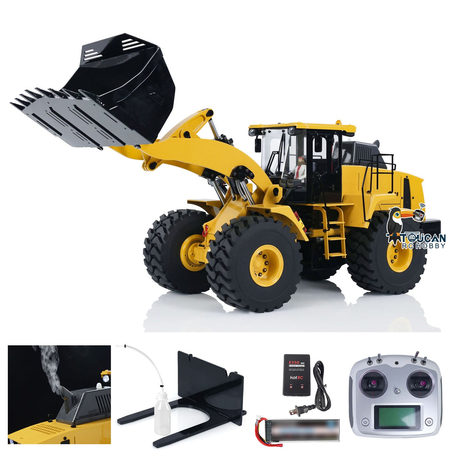 Metal WA470 1/14 Hydraulic Remote Control Loader RTR RC Construction Car Simulation Model Smoke Unit No Tooth Bucket DIY Parts