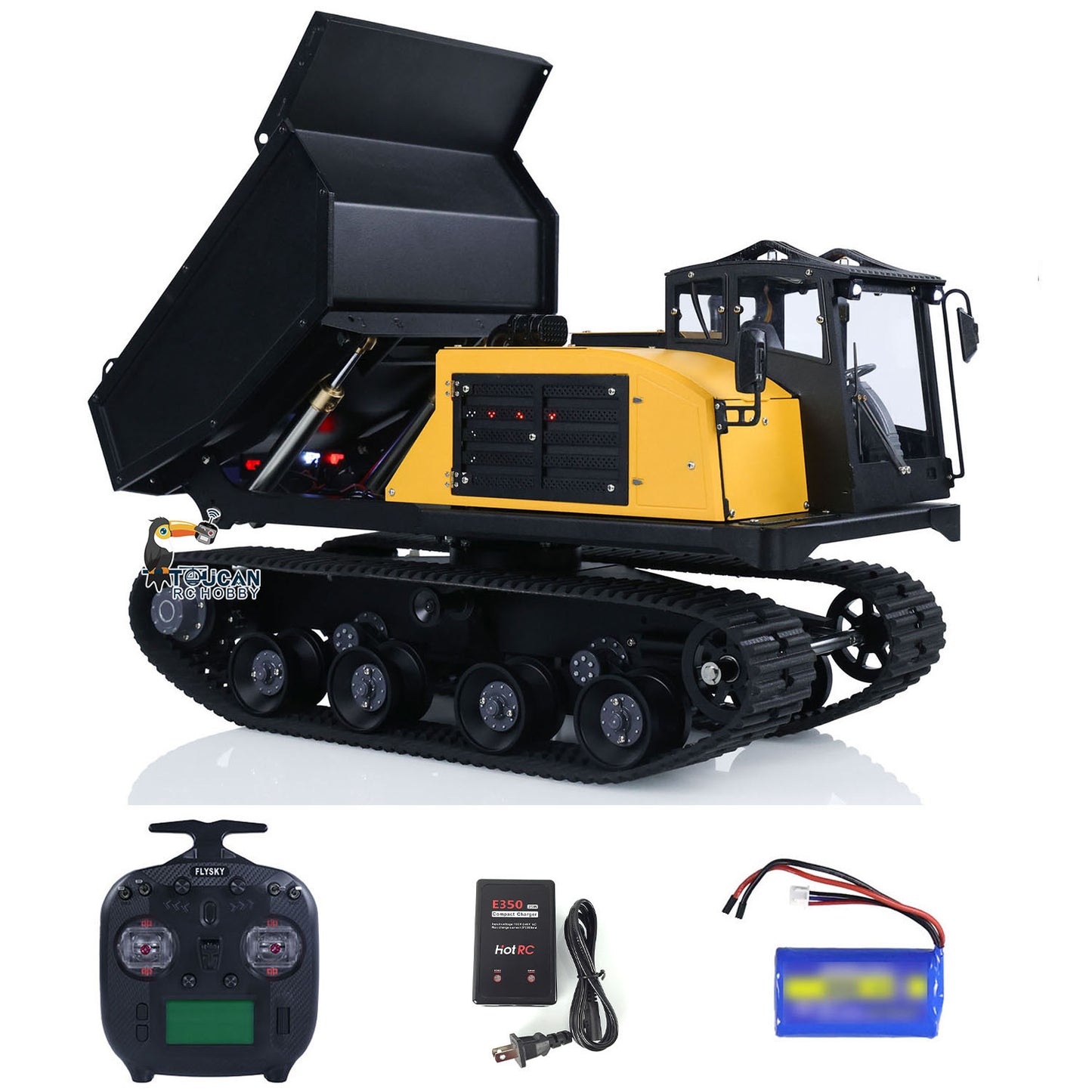 Fast Shipping 1/14 RC Hydraulic Crawler Dump Truck T14R Metal Tracked Tipper RTR Construction Machine Flysky ST8 Radio Light Sound Battery