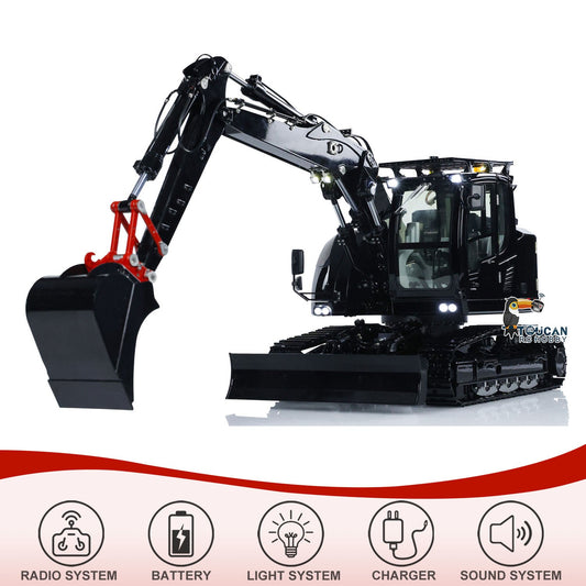 Metal 1/14 RC Hydraulic Excavator LR 914 5ways Valve Remote Control Digger Model RTR Construction Vehicle ST8 Radio Battery