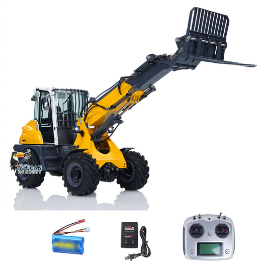 In Stock LESU RTR 1/14 Hydraulic RC Telescopic Arm Car Metal Loader AT1050 Forklift Truck