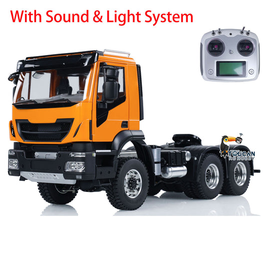 1/14 6x6 Metal RC Tractor Truck Painted Assembled Electric Radio Controlled Car Model Sound LED Light 50x18.2x25cm