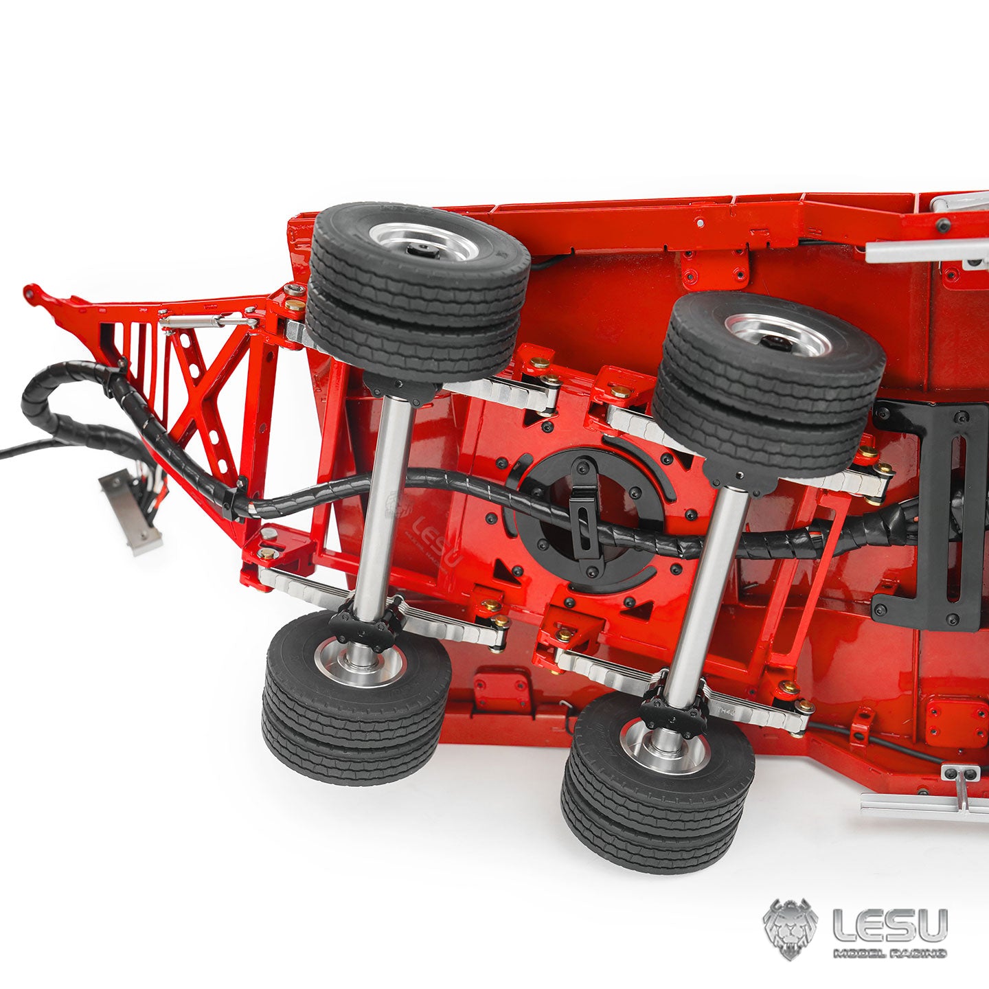 LESU A0049 1/14 Metal Hydraulic Lifting Tailboard Trailer Rear Support Legs 2CH Valve Pump for RC Tractor Truck DIY Lorry Excavator