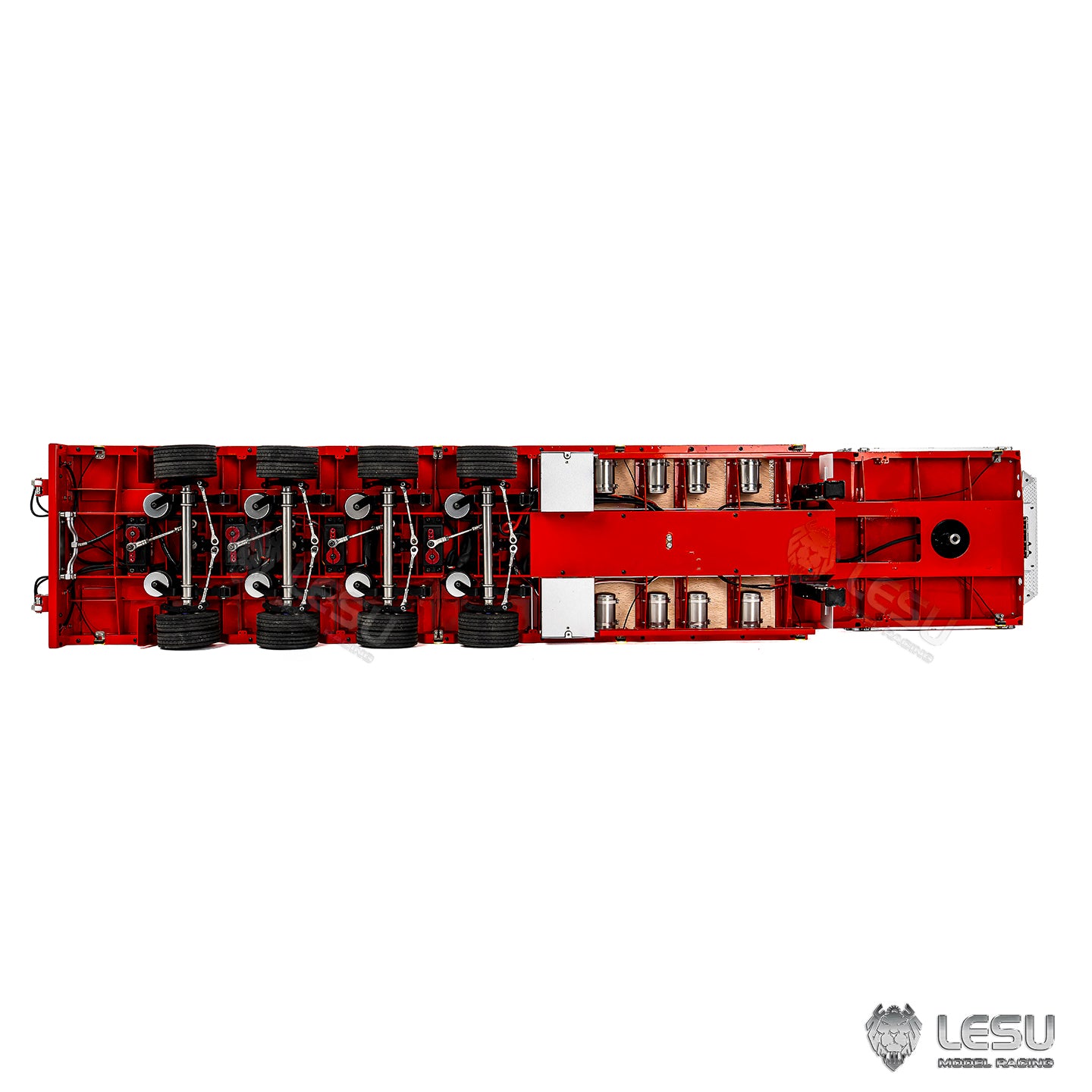 LESU 1/14 Metal Trailer Hydraulic Lifting Tailboard 4 Axles Steering Available Electric Support Legs for DIY RC Tractor Truck