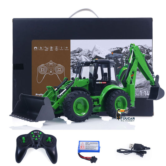 US STOCK HUINA 1/14 1579 Remote Control Backhoe Excavator 2.4G 9CH RC Loader Model Toys
