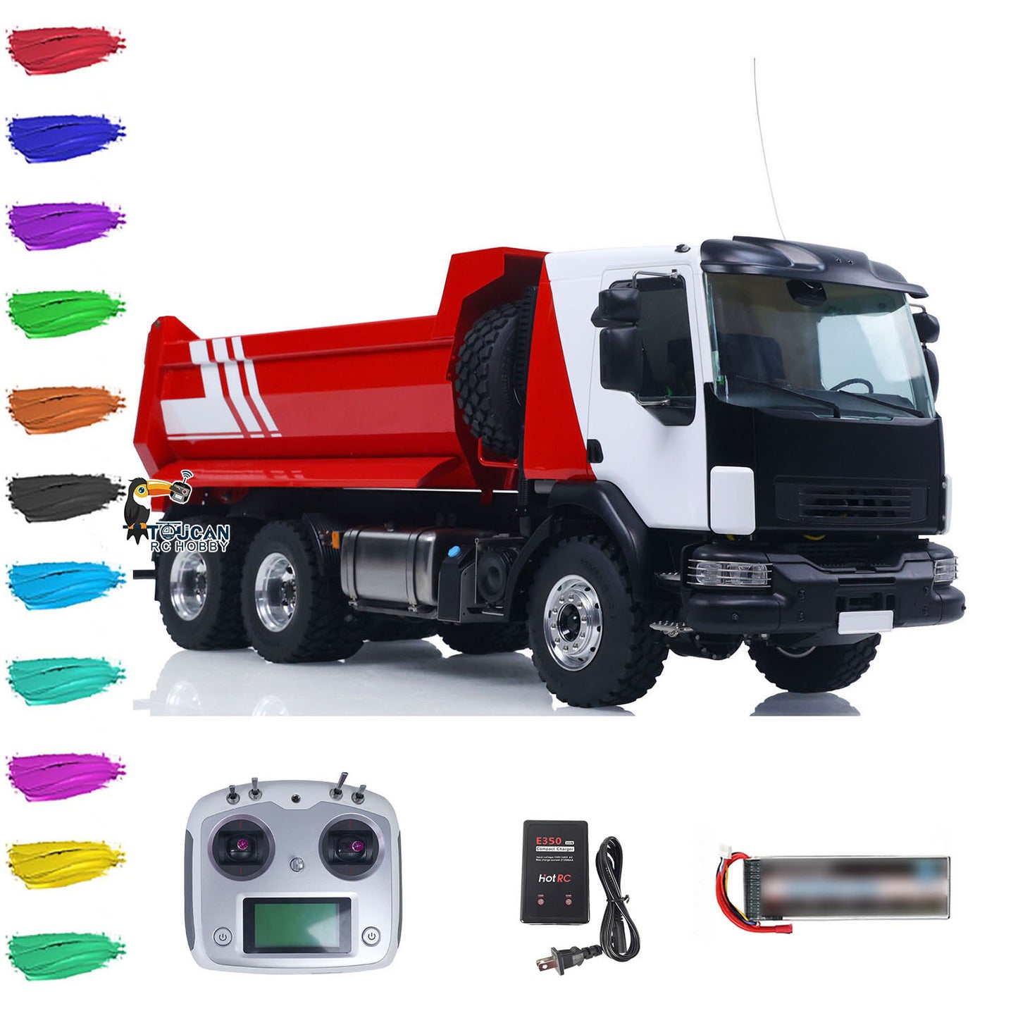 LESU 1/14 Hydraulic RC Dump Truck 6*6 RTR Radio Control Tipper 2Speed Gearbox Differential Lock Metal Chassis Flysky I6S Radio