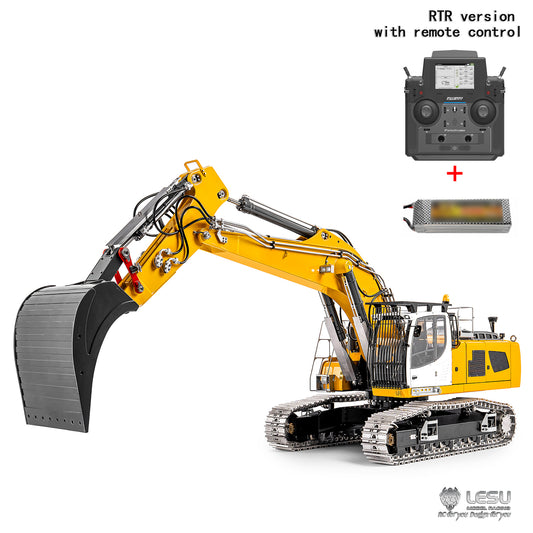 2 Arms 6CH LR956 95% Metal LESU 1/14 Remote Control Hydraulic Excavator RC Digger Construction Vehicle 4MPA Dual Pumps Light