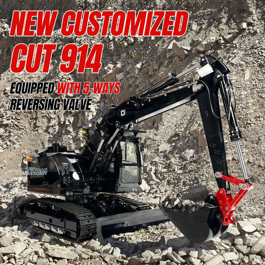 Metal 1/14 RC Hydraulic Excavator LR 914 5ways Valve Remote Control Digger Model RTR Construction Vehicle ST8 Radio Battery