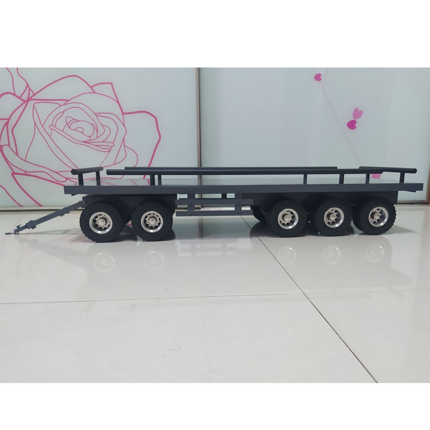 Metal 5 Axles Trailer for Scale 1/14 RC Hydraulic Dumper Radio Controlled Truck Tipper Tractor Lorry Eletric Car Model TAMIYA LESU