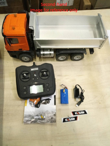 Second Hand Fast Shipping 1/14 HUINA 1598 2.4G Remote Control Dumper 6X6 Engineering Transport Vehicle Lifting Rod Tipper Car Light Sound Battery Toys