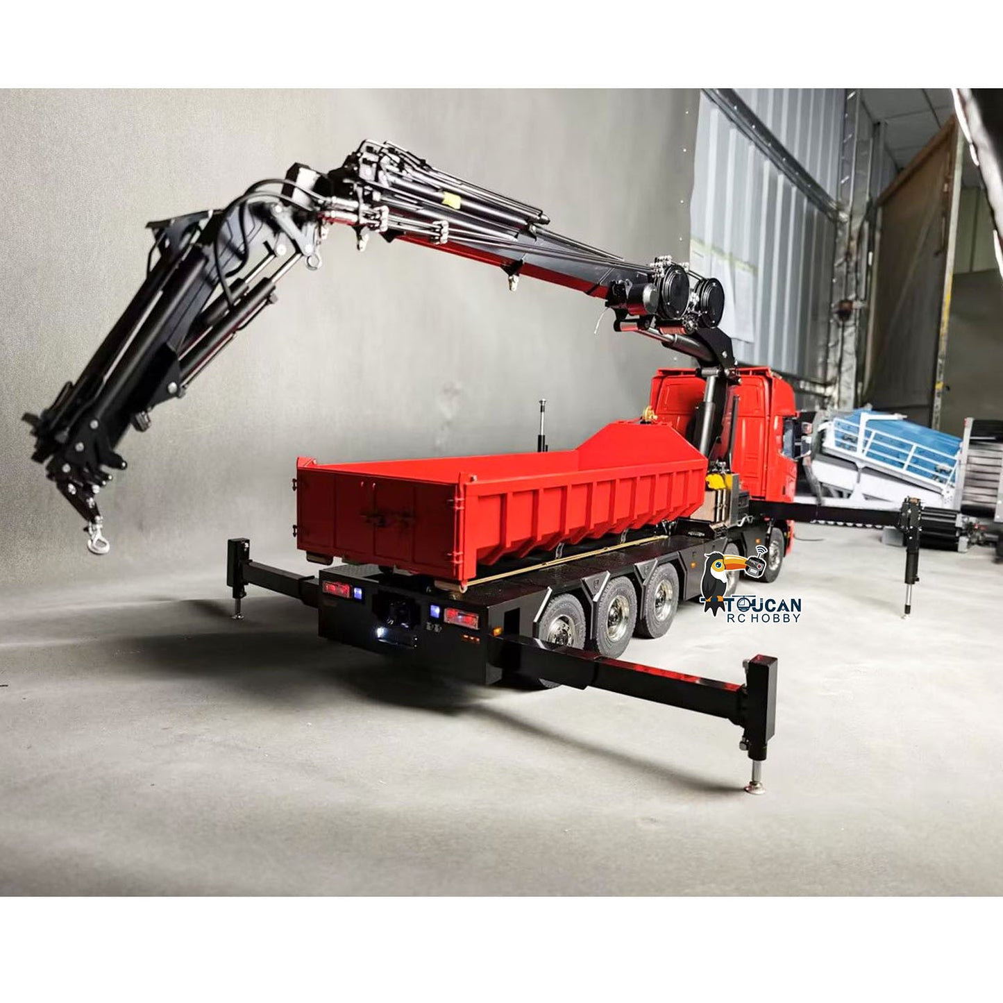 1/14 RC Hydraulic Crane Truck 770S RTR 10X10 3Speed Metal Dumper Fly Jib Arm Rear Lift Steer Axle Wheel Reduction Diff Lock