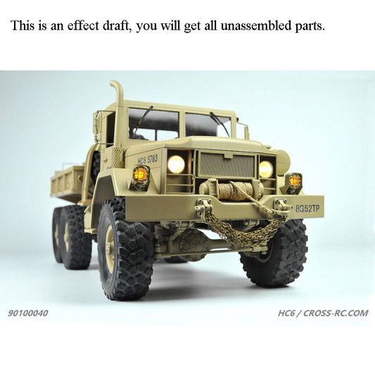 1/12 CROSS RC 6*6 Model Off Road Military Truck HC6 KIT Motor Light Metal Axles Light System and Car Trumpet